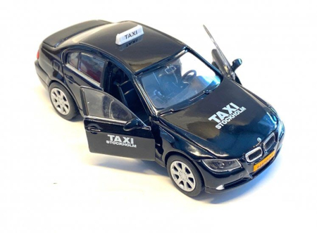 Macheta BMW 318i Taxi Stockholm Sweden 2006 Negru – Welly 1:38 [1]