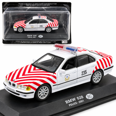 MACHETE AUTO SCARA 1:43 - Macheta BMW 528 (E39) Politie Taiwan 2001 alb cu rosu, scara 1:43, DeAgostini