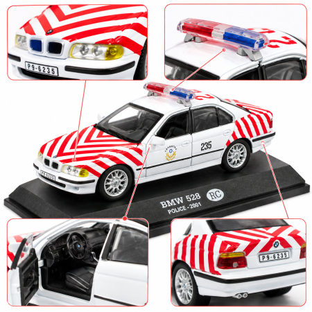 Macheta BMW 528 (E39) Politie Taiwan 2001 alb cu rosu, scara 1:43, DeAgostini [2]