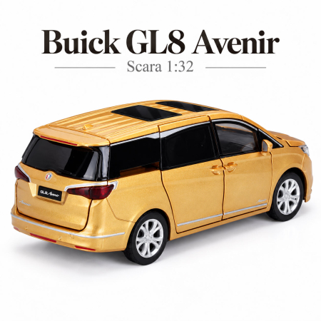 Macheta Buick GL8 Avenir auriu, lumini, sunet si pull-back, scara 1:32, Tayumo [5]