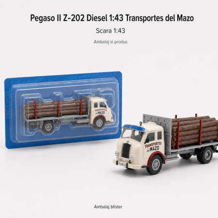 Macheta camion Pegaso II Z-202 Diesel Transportes del Mazo 1959, crem, cu busteni, scara 1:43 [1]
