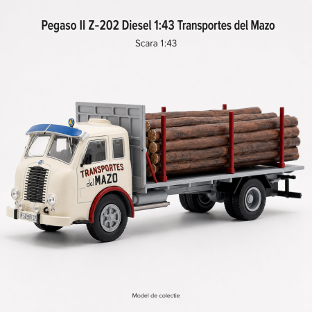 MACHETE AUTO SCARA 1:43 - Macheta camion Pegaso II Z-202 Diesel Transportes del Mazo 1959, crem, cu busteni, scara 1:43