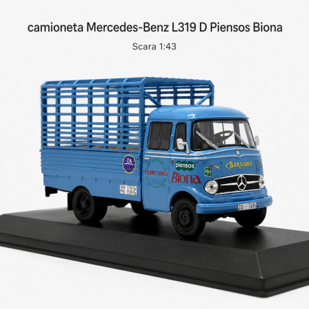 MACHETE AUTO SCARA 1:43 - Macheta camioneta Mercedes-Benz L319 D Biona 1963, albastra, scara 1:43