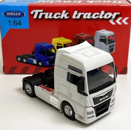 Macheta Cap Tractor MAN TGX XXL 2 axe alb, scara 1:64, Welly