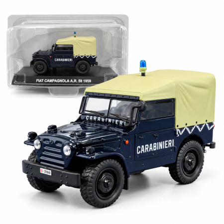MACHETE AUTO SCARA 1:43 - Macheta Carabinieri Fiat Campagnola A.R. 59 1959 albastru, scara 1:43, Atlas