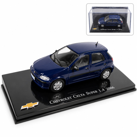 Machete Auto Civile la Scara 1:43 – Limuzine, Hatchback si Sedan - Macheta Chevrolet Celta Super 1.4 2006, albastru inchis, scara 1:43, cu vitrina plexiglas