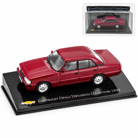 Machete Auto Civile la Scara 1:43 – Limuzine, Hatchback si Sedan - Macheta Chevrolet Opala Diplomata Collectors 1992, visiniu, scara 1:43, Atlas, cu vitrina plexiglas