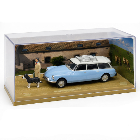 MACHETE AUTO SCARA 1:43 - Macheta Citroen ID 19 Diorama, scara 1:43, Atlas, bleu cu alb, cu figurina veterinar si caine
