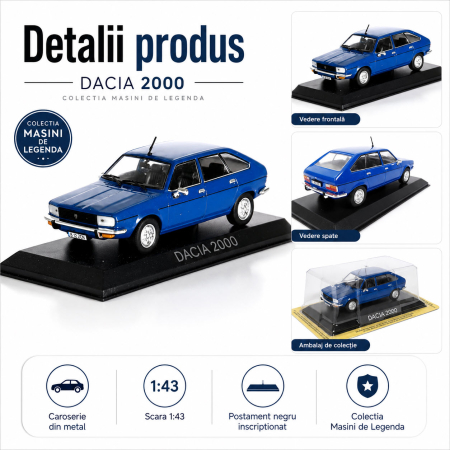 Macheta Dacia 2000 1982 (Renault 20), scara 1:43, De Agostini, albastru [3]