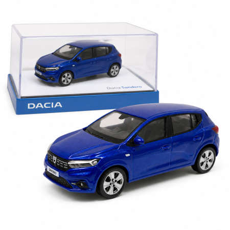 Machete Auto Romanesti 1:43 - Macheta Dacia Sandero 1:43 Norev – Dealer Model, Bleu Iron