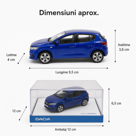 Macheta Dacia Sandero 1:43 Norev – Dealer Model, Bleu Iron [3]