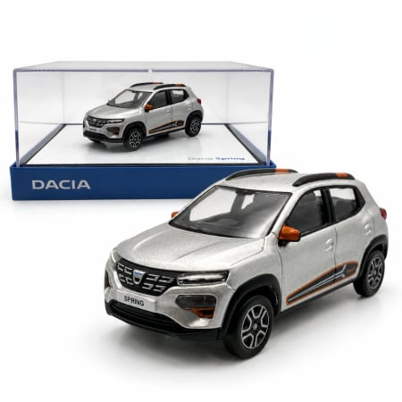 Machete Auto Romanesti 1:43 - Macheta Dacia Spring 2023 1:43 Norev – Dealer Model, gri