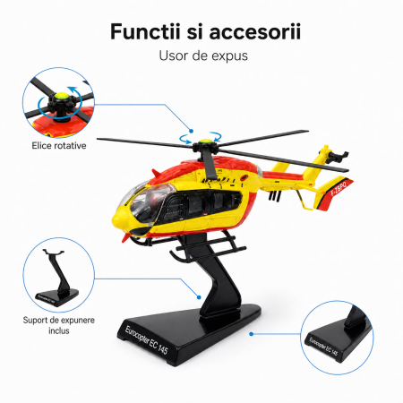 Macheta elicopter pompieri Eurocopter EC145 galben cu rosu, scara 1:90, Del Prado [4]