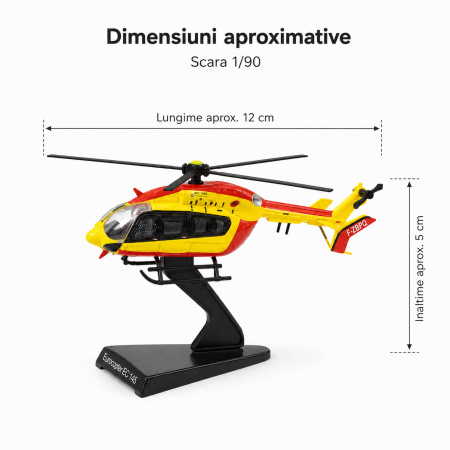 Macheta elicopter pompieri Eurocopter EC145 galben cu rosu, scara 1:90, Del Prado [1]