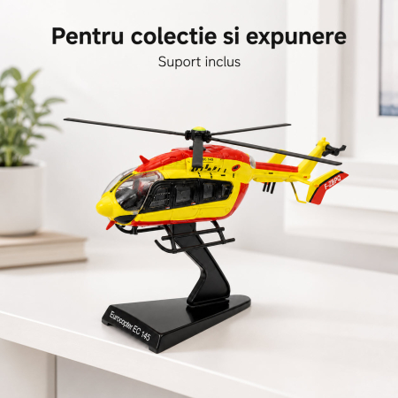 Macheta elicopter pompieri Eurocopter EC145 galben cu rosu, scara 1:90, Del Prado [3]