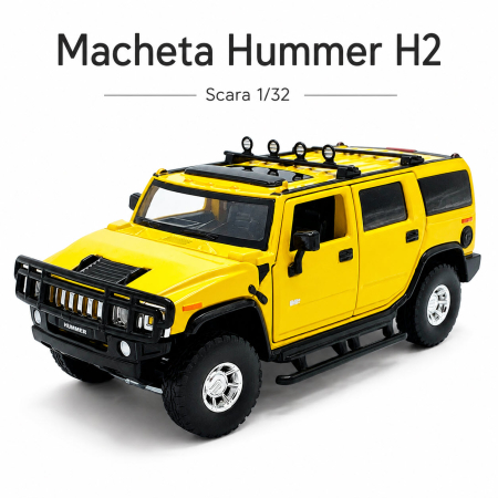 Macheta Hummer H2 galbena, cu lumini, sunet si pullback, scara 1:32 [1]