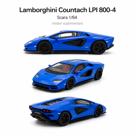 Macheta Lamborghini Countach LPI 800-4 Albastru 1:64 Kinsmart Hypercar League Collection cu vitrina plexiglas [2]