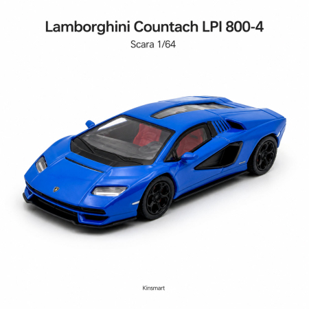 Macheta Lamborghini Countach LPI 800-4 Albastru 1:64 Kinsmart Hypercar League Collection cu vitrina plexiglas [1]