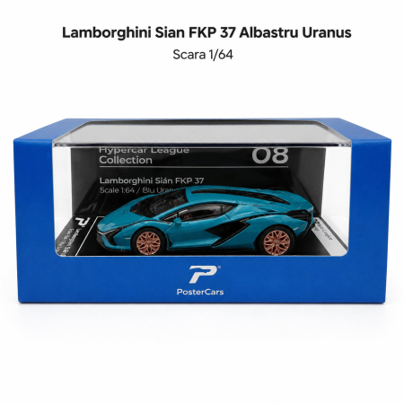Macheta Lamborghini Sian FKP 37 Albastru Uranus, scara 1:64, Kinsmart, Hypercar League Collection [5]