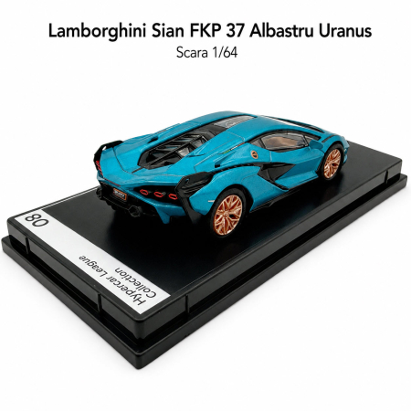 Macheta Lamborghini Sian FKP 37 Albastru Uranus, scara 1:64, Kinsmart, Hypercar League Collection [2]