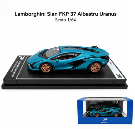 Macheta Lamborghini Sian FKP 37 Albastru Uranus, scara 1:64, Kinsmart, Hypercar League Collection [0]