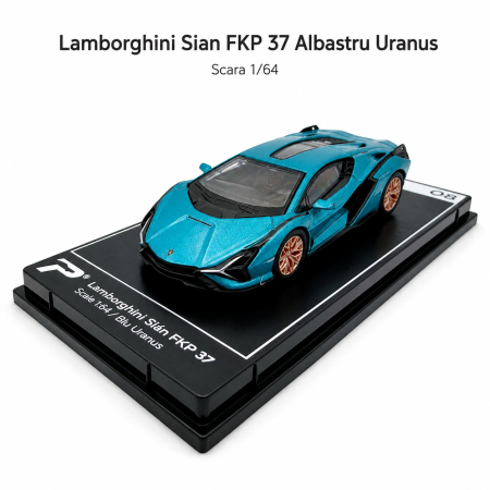 Macheta Lamborghini Sian FKP 37 Albastru Uranus, scara 1:64, Kinsmart, Hypercar League Collection [1]