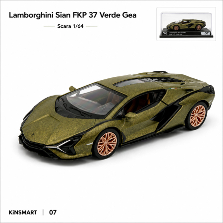 MACHETE AUTO SCARA 1:64 - Macheta Lamborghini Sian FKP 37 Verde Gea, scara 1:64, Kinsmart, Hypercar League Collection