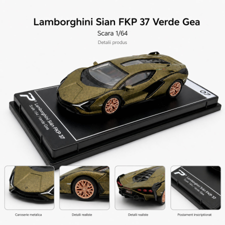 Macheta Lamborghini Sian FKP 37 Verde Gea, scara 1:64, Kinsmart, Hypercar League Collection [3]