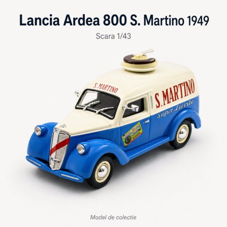 Macheta Lancia Ardea 800 Furgoncino S. Martino 1949, albastru cu crem, cu vitrina plexiglas, scara 1:43 [1]