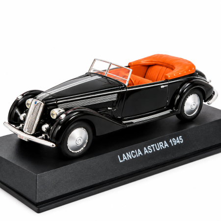 Macheta Lancia Astura Cabriolet 1945 neagra cu interior portocaliu, scara 1:43, DeAgostini [1]