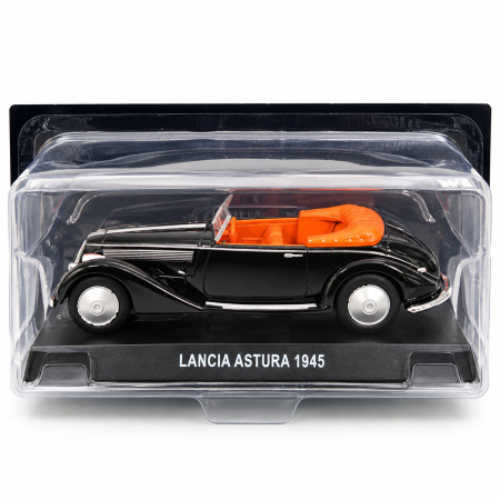 Macheta Lancia Astura Cabriolet 1945 neagra cu interior portocaliu, scara 1:43, DeAgostini [7]