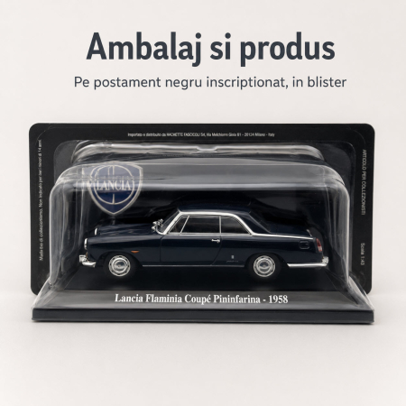 Macheta Lancia Flaminia Coupe Pininfarina 1958 negru lucios, scara 1:43, Hachette [4]