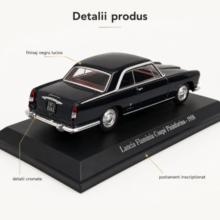 Macheta Lancia Flaminia Coupe Pininfarina 1958 negru lucios, scara 1:43, Hachette [2]