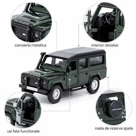 Macheta Land Rover Defender 110 Verde Inchis, Scara 1:36, Tayumo, Pull-Back [3]