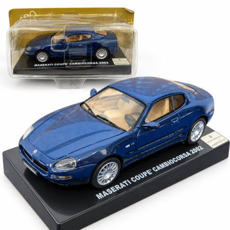 MACHETE AUTO SCARA 1:43 - Macheta Maserati Coupe Cambiocorsa 2002 Albastru Metalizat, Scara 1:43, DeAgostini
