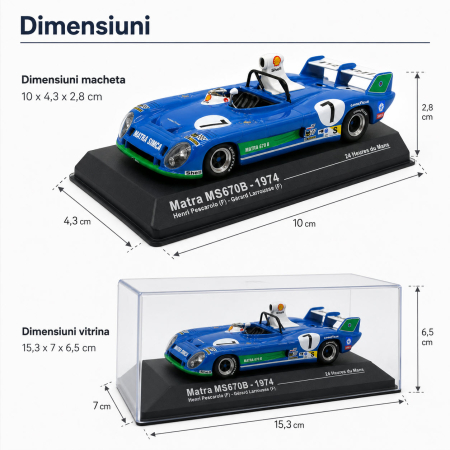 Macheta Matra MS670B 24H Le Mans 1974 H. Pescarolo, scara 1:43, Atlas, vitrina plexiglas [1]