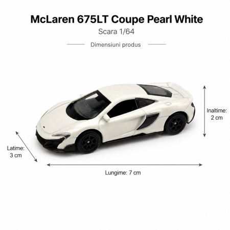 Macheta McLaren 675LT Coupe Pearl White, scara 1:64, Welly [2]