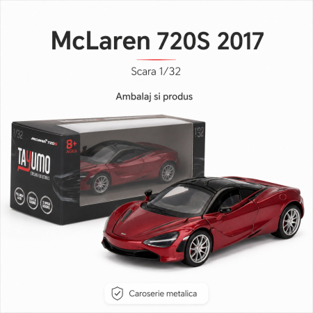 Macheta McLaren 720S 2017 visiniu, cu lumini, sunet si pullback, scara 1:32 [3]