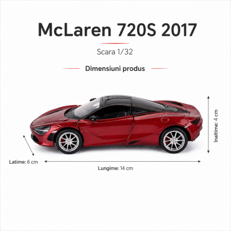 Macheta McLaren 720S 2017 visiniu, cu lumini, sunet si pullback, scara 1:32 [2]