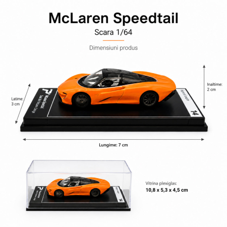 Macheta McLaren Speedtail portocaliu, scara 1:64, Kinsmart, Hypercar League Collection [3]