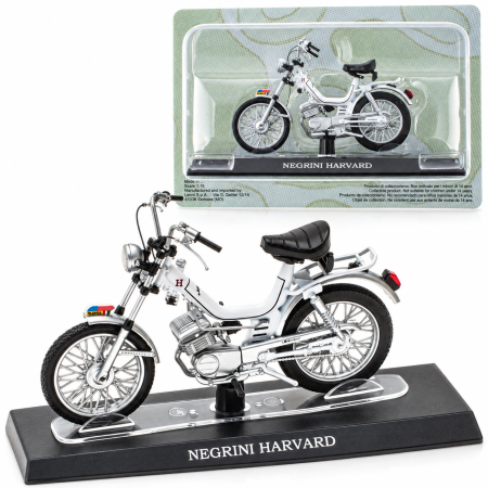 Macheta Moped Vintage Negrini Harvard Alb, scara 1:18, Leo Models, Passione Motorini