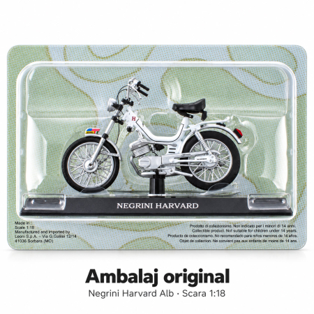 Macheta Moped Vintage Negrini Harvard Alb, scara 1:18, Leo Models, Passione Motorini [4]