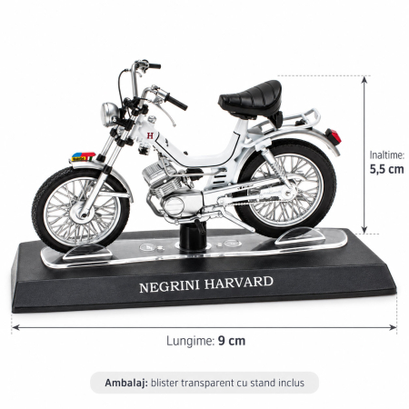 Macheta Moped Vintage Negrini Harvard Alb, scara 1:18, Leo Models, Passione Motorini [2]