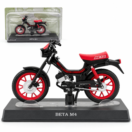 MACHETE MOTOCICLETE SI BICICLETE - Macheta moto Beta M4 rosu/negru, scara 1:18, Leo Models, Passione Motorini