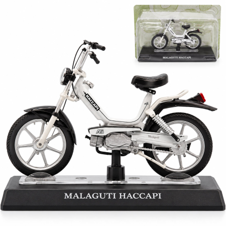 MACHETE MOTOCICLETE SI BICICLETE - Macheta moto Malaguti Haccapi alb, scara 1:18, Leo Models, Passione Motorini