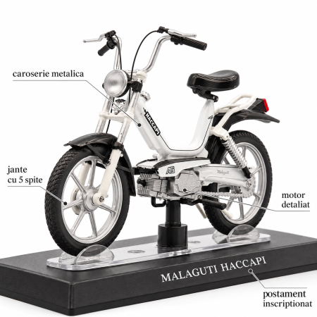 Macheta moto Malaguti Haccapi alb, scara 1:18, Leo Models, Passione Motorini [2]