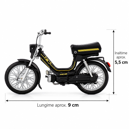 Macheta Moto Malanca In KT Negru cu Accente Galbene, Scara 1:18, Leo Models [2]