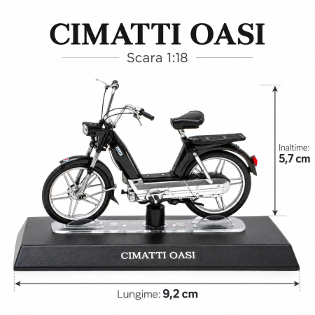 Macheta Moto Retro Cimatti Oasi, negru, scara 1:18, Leo Models, Passione Motorini [1]