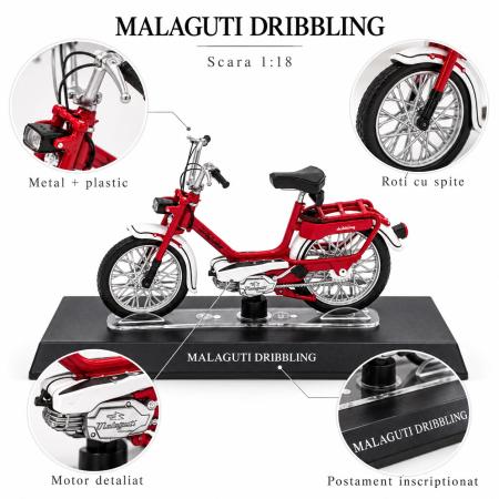 Macheta Moto Retro Malaguti Dribbling 1970, rosu, scara 1:18, Leo Models, Passione Motorini [2]