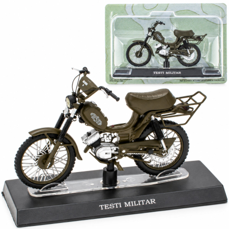 Macheta Moto Retro Testi Militar 1974, maro kaki, scara 1:18, Leo Models, Passione Motorini